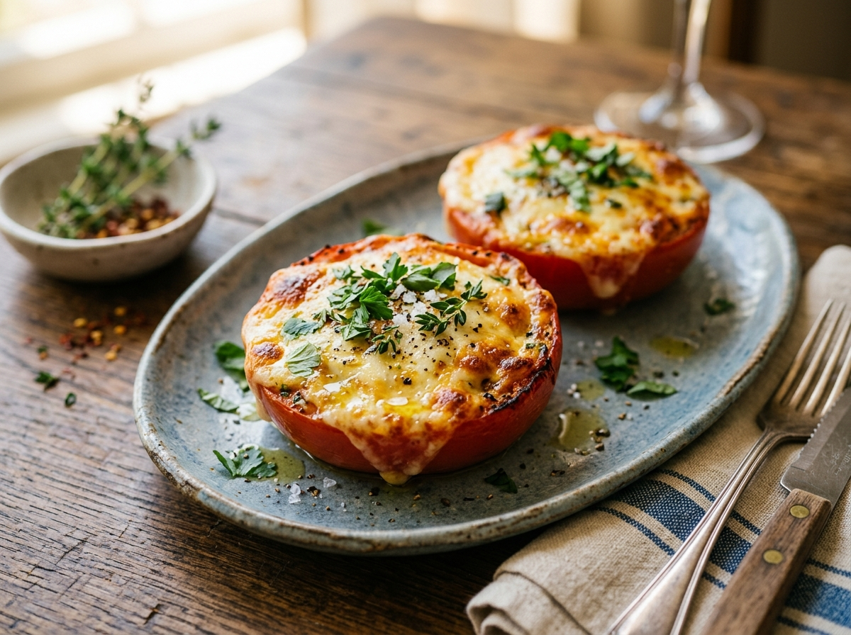 Page: food | Oceans 18. Slot: cheese stuffed tomatoes. Context: May 27 2014 Cheese Stuffed Tomatoes 